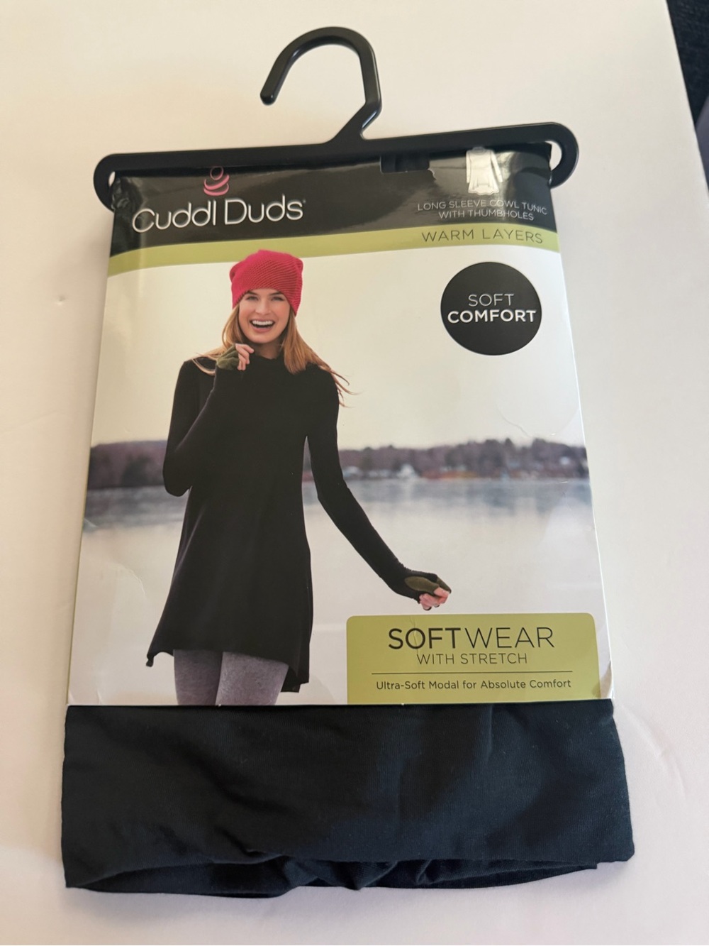 Cuddl Duds Long Sleeve Cowl Tunic - Black